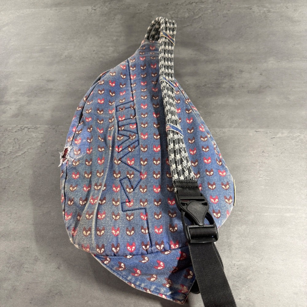 Kavu Rope Bag Women OS Blue Fox Print Limited Edition Sling Backpack Canvas - Picture 3 of 7